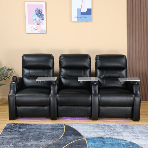 Weilianda 97" Wide Leather Home Theater Seating USB Charging with